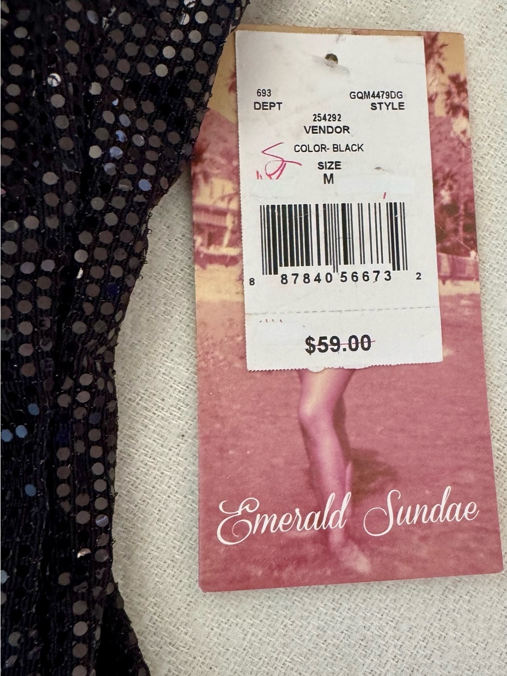 Emerald Sundae Black Sequin Pencil Skirt with Sparkle - Picture 3 of 6